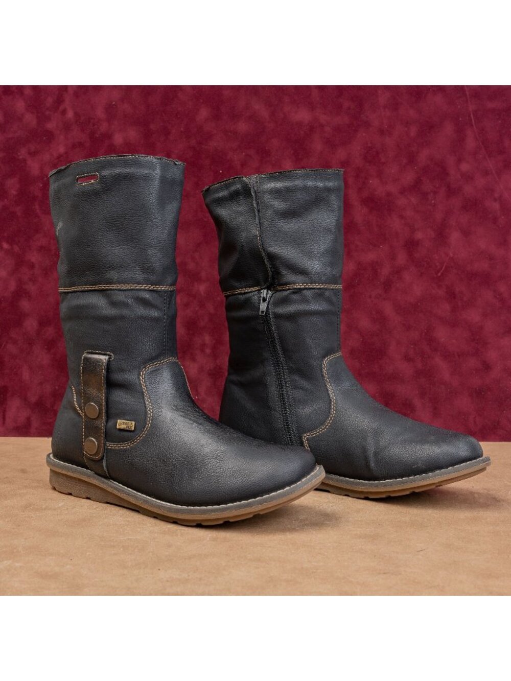 Remonte Wmn Shanice Black Vegan Leather Tex Folded Buckle Boots 8.5-9US EUR40